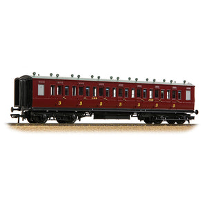 LNWR 50ft Arc Roof Third Corridor LMS Crimson Lake - Bachmann -39-873 - Scale OO