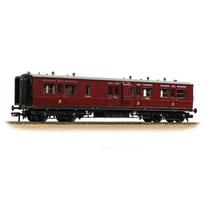 LNWR 50ft Arc Roof Brake Third Corridor LMS Crimson Lake - Bachmann -39-883 - Scale OO