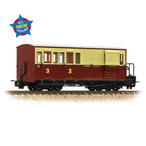 Ffestiniog Railway Brake Third No. 8 Crimson & Cream - Bachmann -394-085 - Scale OO9