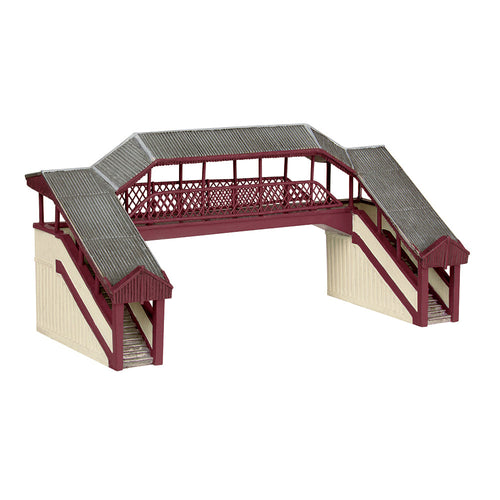 Covered Metal Footbridge Red & Cream