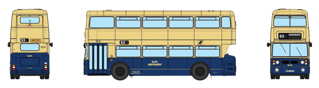 Fleetline #5531 - WMPTE Blue/Cream - 93 KINGSHURST - Rapido Trains - 901027