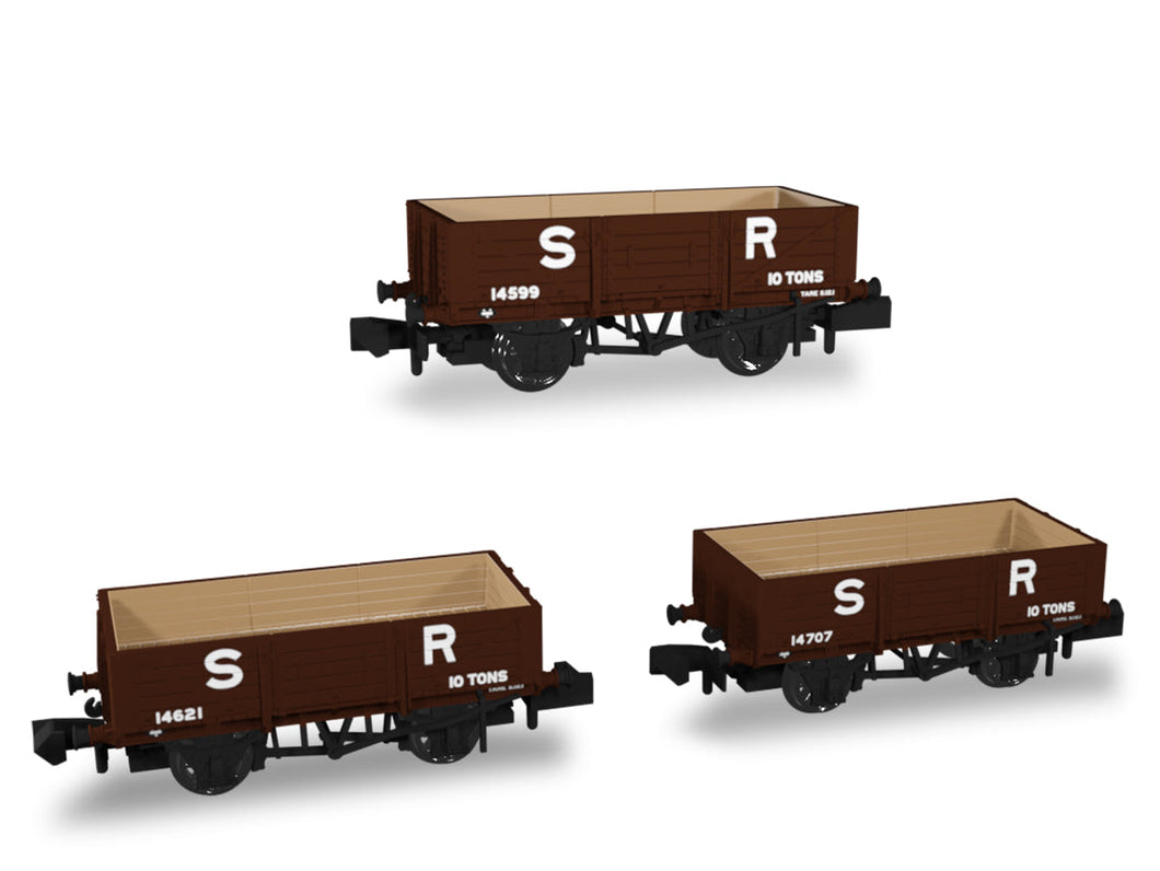 SECR Wagons Pack 2 - SR pre-36 Livery 5 Planks (Dia.1349) - Rapido Trains - 942006