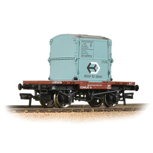 Conflat Wagon BR Bauxite (Early) With BR Ice Blue AF Container [WL] - Bachmann -37-978A