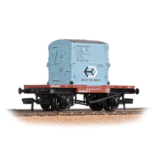 Conflat Wagon BR Bauxite (Early) With BR Ice Blue AF Container [WL] - Bachmann -37-978A