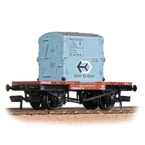 Conflat Wagon BR Bauxite (Early) With BR Ice Blue AF Container [WL] - Bachmann -37-978A