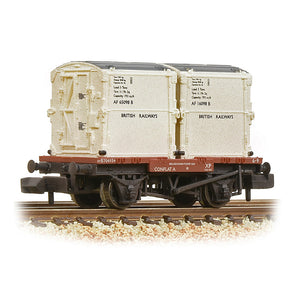 Conflat Wagon BR Bauxite (Early) with 2 BR White AF Containers [W, WL]