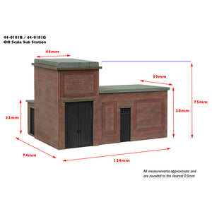 Lineside Brick Substation Green - Bachmann -44-0181G - Scale