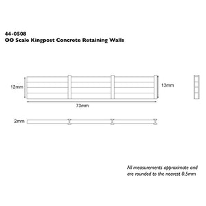 Kingpost Concrete Retaining Walls (x4) - Bachmann -44-0508