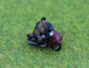 1950s MOTORBIKE SIDECAR & RIDER N GAUGE