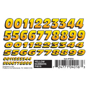 Yellow Numbers Dry Transfer