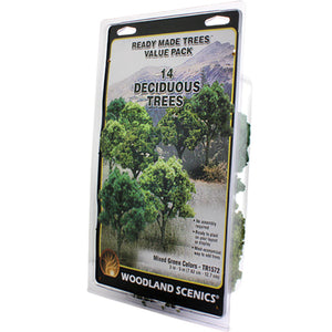 3"-5" Ready Made Mixed Green Deciduous Value Pack (14/Pk) - Bachmann -WTR1572