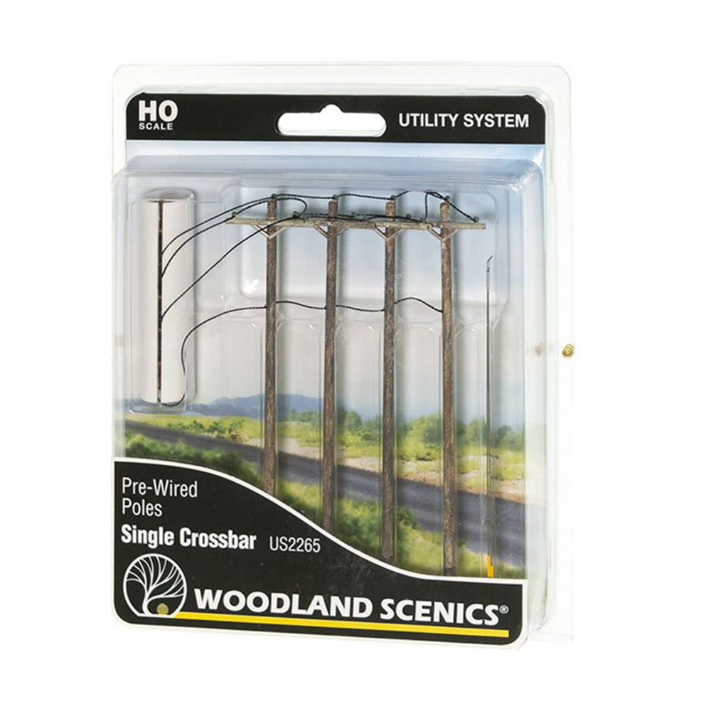 HO Wired Poles Single Crossbar