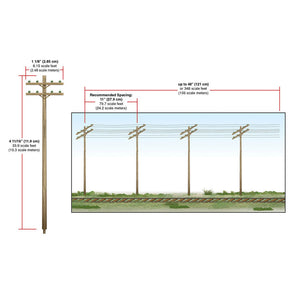 HO Wired Poles Double Crossbar - Bachmann -WUS2266