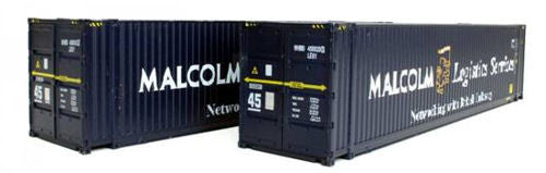 45ft Hi-Cube Container Pack (2) Malcolm Logistics Weathered - Dapol - 4F-028-004