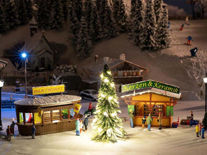 Christmas Market Kiosks (2) Kit w/Lit Christmas Tree