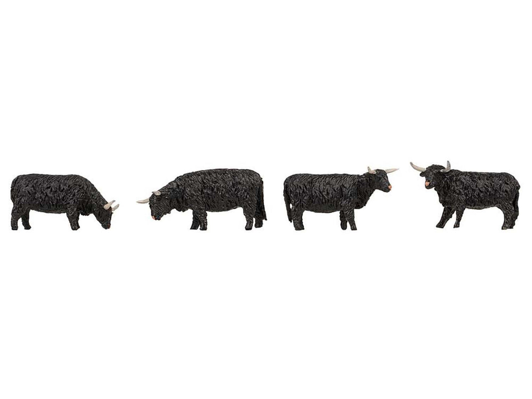 Black Highland Cattle (4) Figure Set