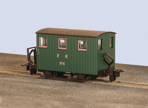 Ffestiniog Quarryman Brake Van, Green, No. 6, Single balcony